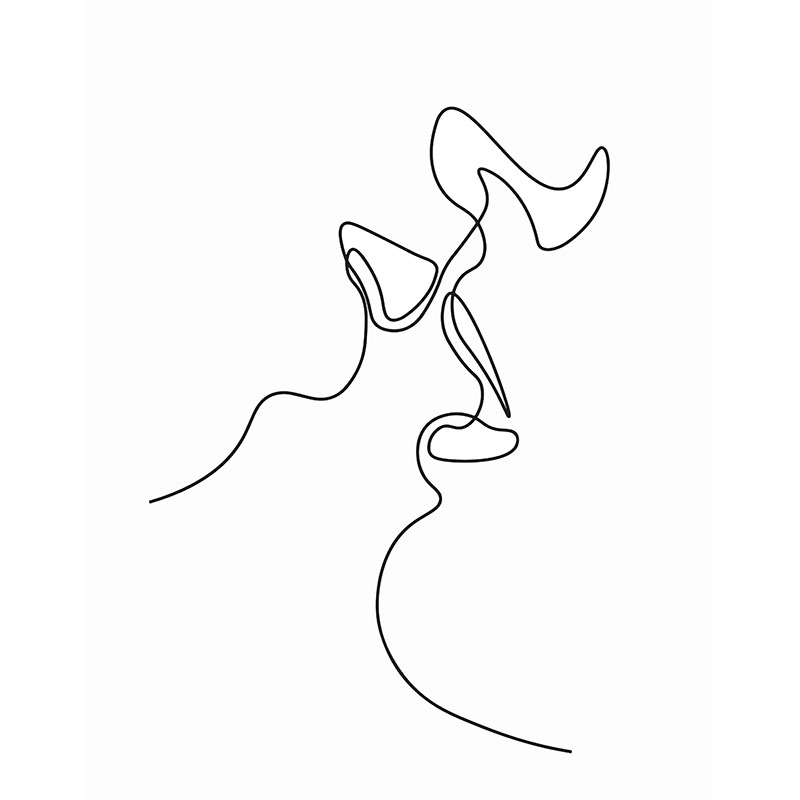 Πίνακας σε καμβά Line Art Minimal Kiss 2